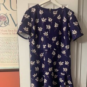 Blue mini dress with white flowers from Neiman Marcus